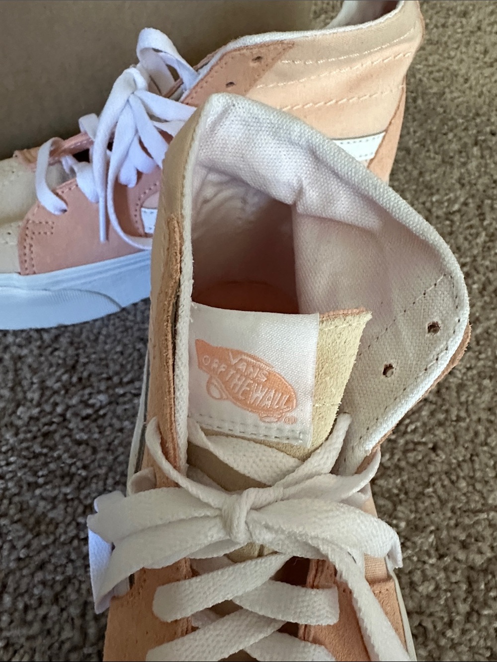 Vans Peach & White Mid-Top Platform Sneakers - Picture 2 of 3